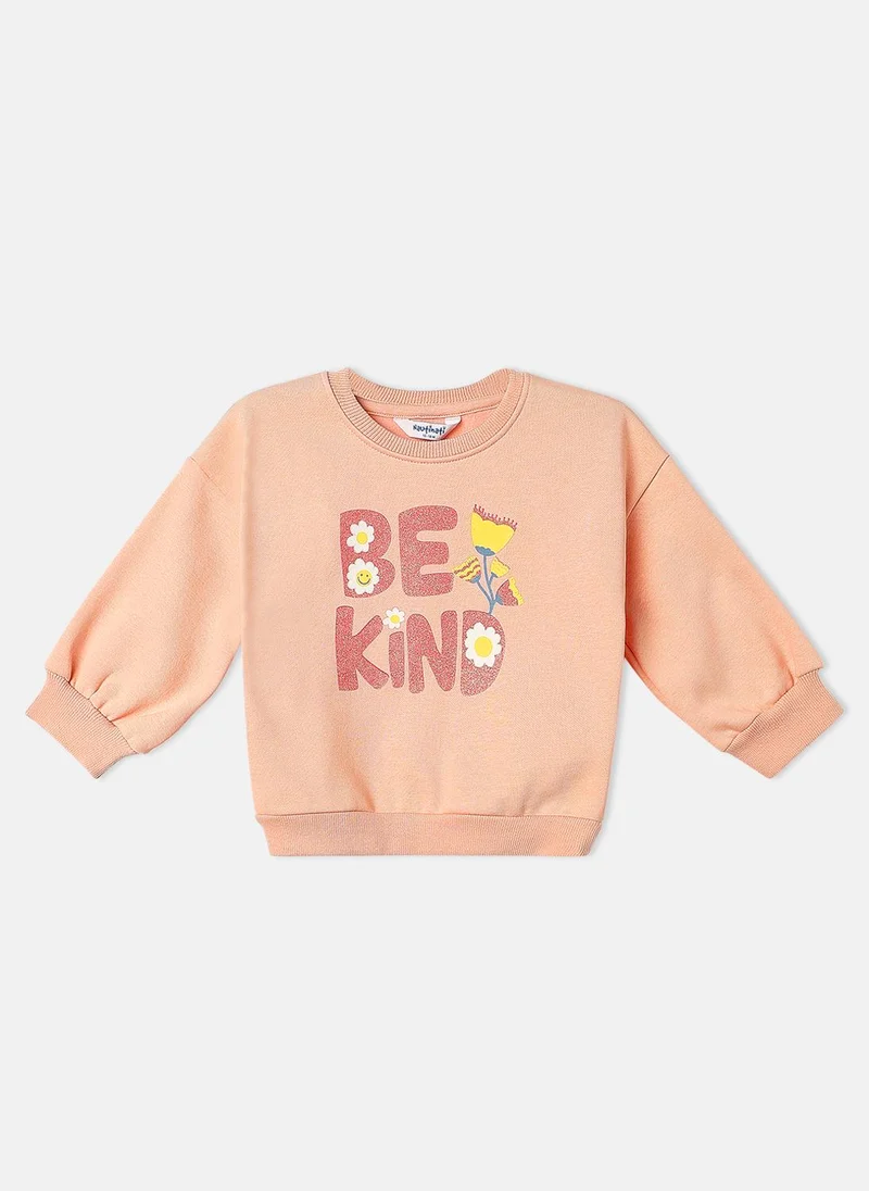 Nautinati Nautinati Girls Typography Printed Fleece Full Sleeve Sweatshirt