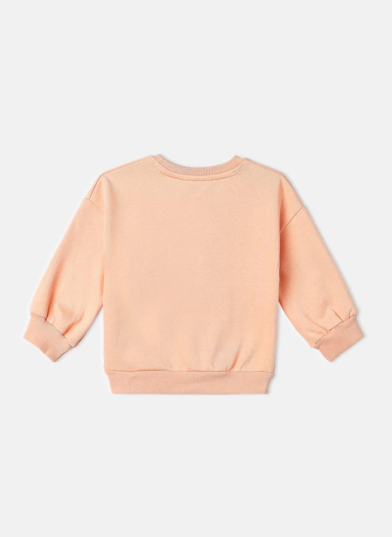 Nautinati Nautinati Girls Typography Printed Fleece Full Sleeve Sweatshirt