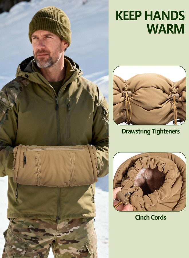 Smasrob Hand Warmer Pouch with Silent Material, Drawstring Tighteners and Adjustable Strap, Hand Muff for Hunting, Golf, Football Winter Outdoor Activities, Khaki - Image 4