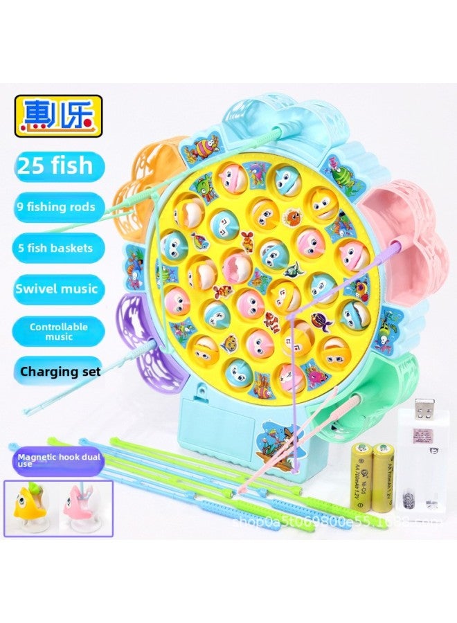 Children's Fishing Toys Parent-child Interactive Early Education Educational Electric Music Magnetic Fishing Machine Boys And Girls Birthday Gift-Color:ZC24AD - Image 1