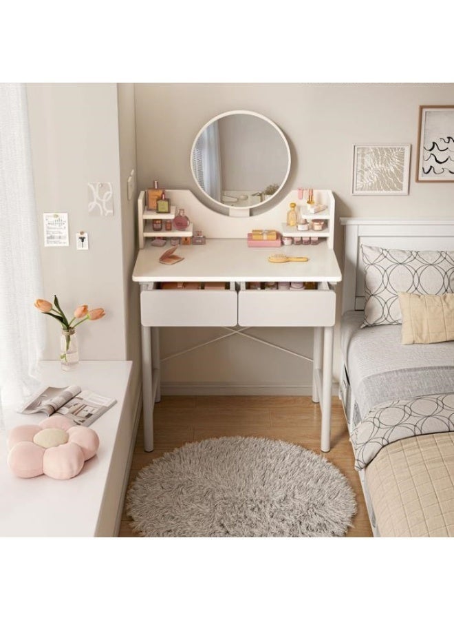 Dress Table，Modern Home Dressing Table with Double Drawer Storage, Multifunctional Makeup Table，with LED Makeup Mirror，for Women and Girls（White，RJ80CK） - Image 2