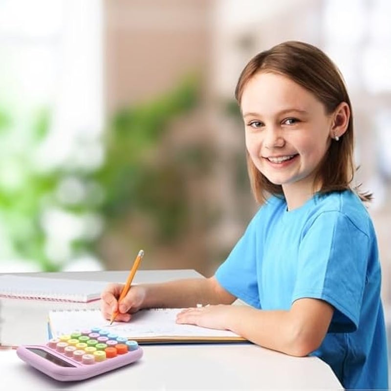 الة حاسبة ارجواني، آلة حاسبة قياسية اوبيو ملونة بلون ارجواني مع شاشة عرض 12 رقم وازرار كبيرة، لوازم مكتبية ارجوانية واكسسوارات مكتبية، الة حاسبة لطيفة للمكتب والمدرسة - Image 4