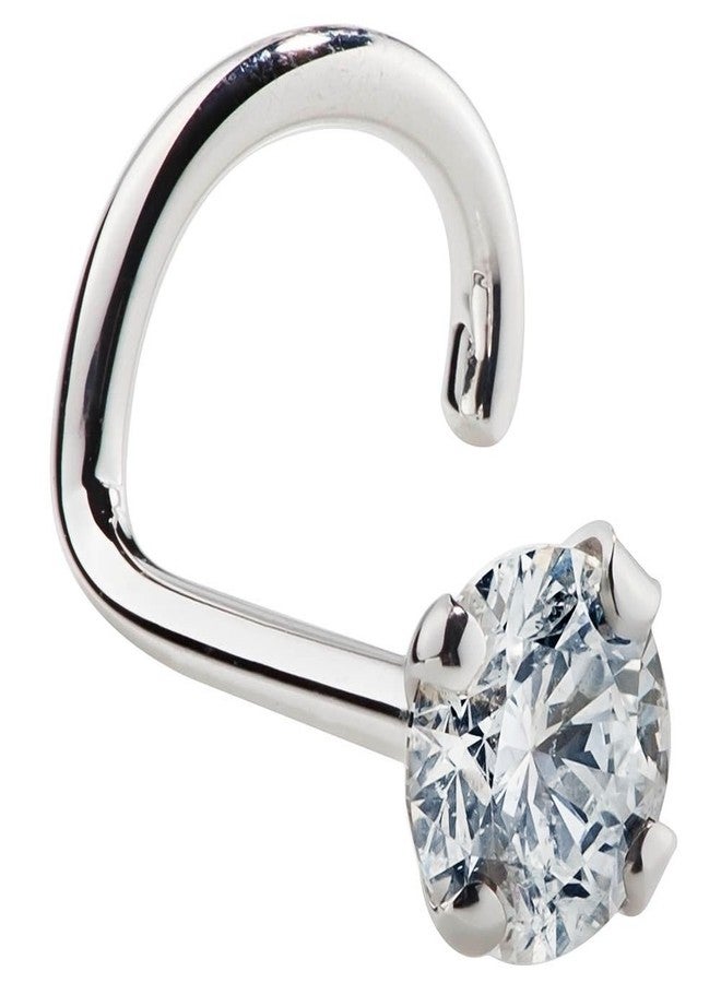 FreshTrends Diamond Nose Ring - 20G 3mm (0.06 ct. tw) Genuine Nose Stud - 14K Real White Gold Twist Screw - Image 1