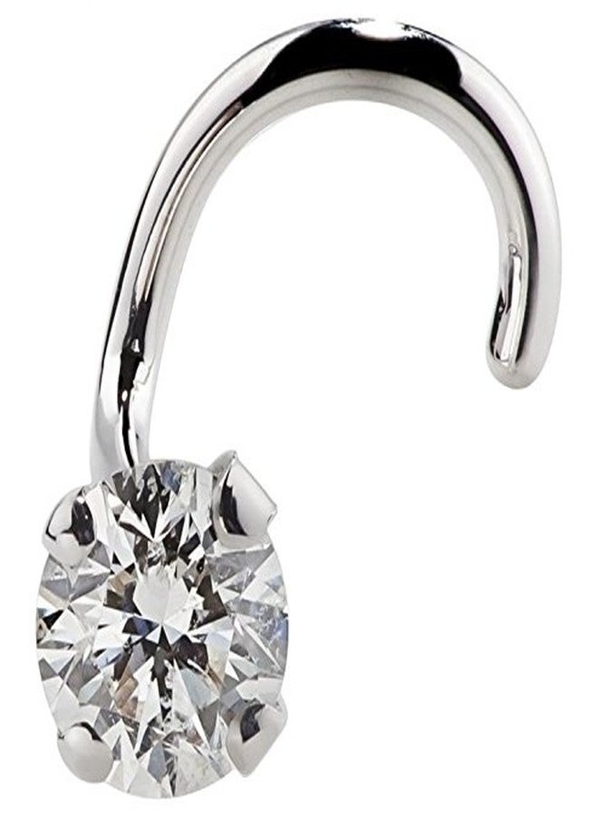 FreshTrends Diamond Nose Ring - 20G 3mm (0.06 ct. tw) Genuine Nose Stud - 14K Real White Gold Twist Screw - Image 2