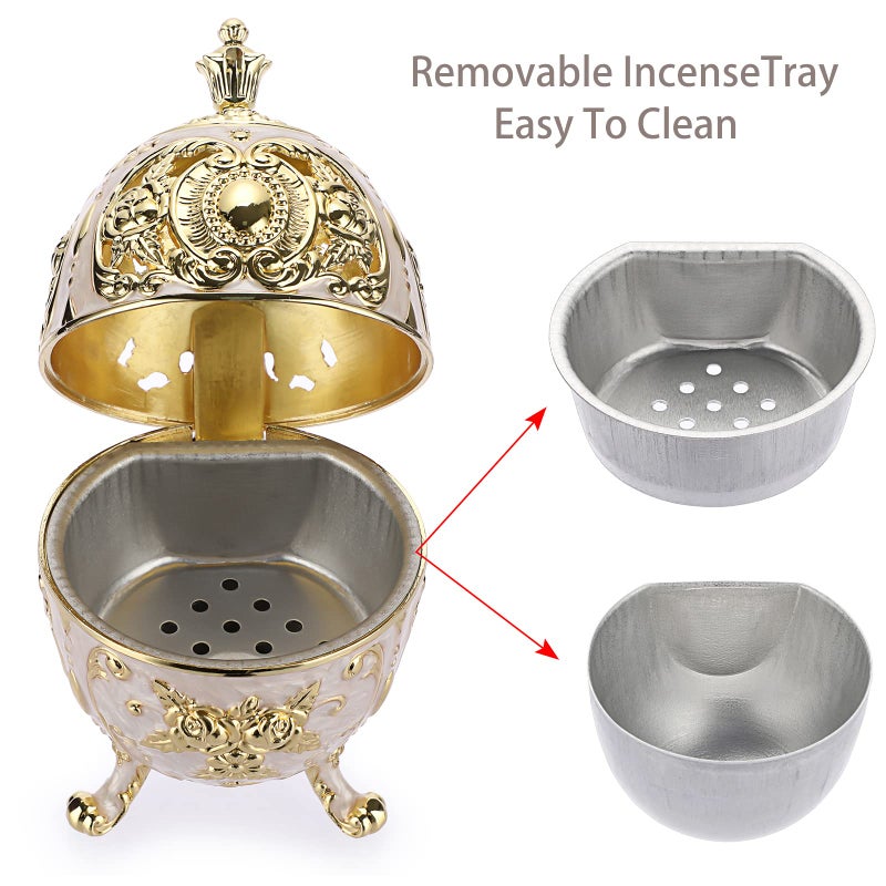 JUXYES Vintage Incense Burner Holder with Removable Ash Catchers, Metal Censer Antique Cone Coil Incense Burner Holder Zinc Alloy Spiritual Aromatherapy Yoga Meditation Gifts Retro Home Decoration - Image 3