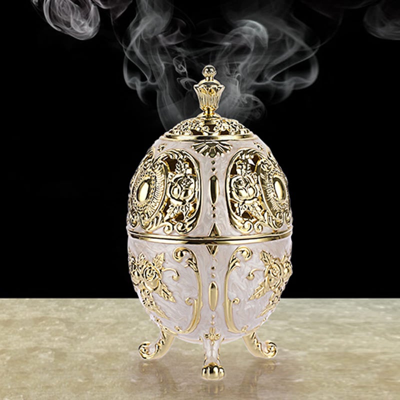 JUXYES Vintage Incense Burner Holder with Removable Ash Catchers, Metal Censer Antique Cone Coil Incense Burner Holder Zinc Alloy Spiritual Aromatherapy Yoga Meditation Gifts Retro Home Decoration - Image 4
