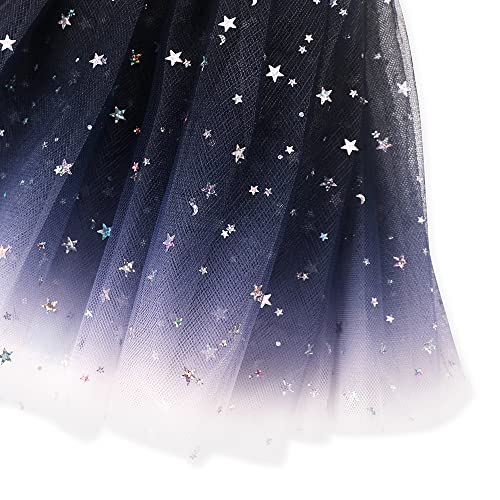 EQSJIU Ballet Leotards with Skirts For Girls Unicorn Size 6-7 Years Old Navy Royal Blue Dark Galaxy Cosmos Stars Starry Moon Sequins Tulle - Image 5