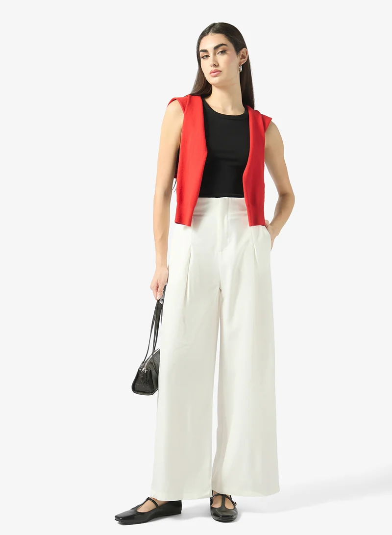 Ginger High Rise Pleat Detail Barrel Trousers