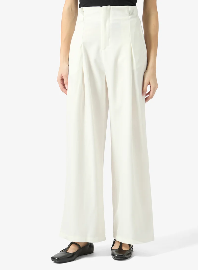 Ginger High Rise Pleat Detail Barrel Trousers