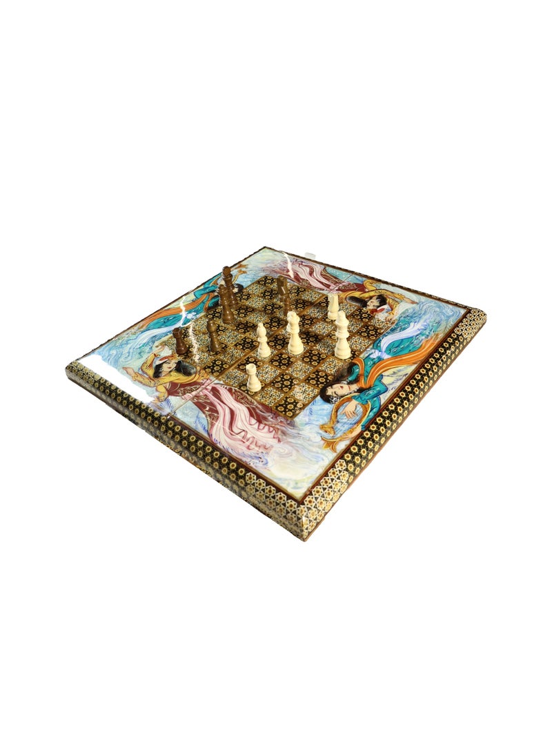Royal Khatam Edition Handcrafted Backgammon & Chess Set with Natural Bone Inlays and Artistic Illustrations - Image 5