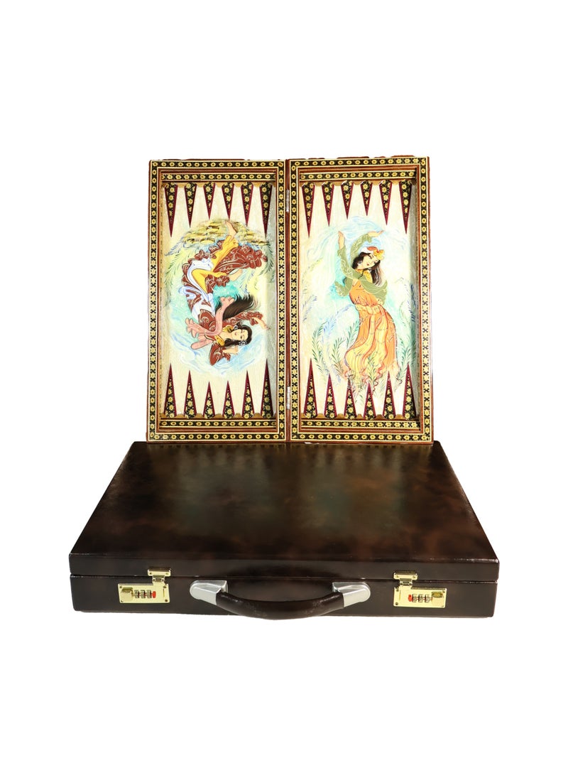 Royal Khatam Edition Handcrafted Backgammon & Chess Set with Natural Bone Inlays and Artistic Illustrations - Image 1
