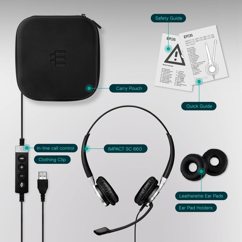 EPOS Sennheiser Consumer Audio SC 660 USB ML (504553) - Double-Sided Business Headset | For Skype for Business | with HD Sound, Ultra Noise-Cancelling Microphone, & USB Connector (Black) - Image 5