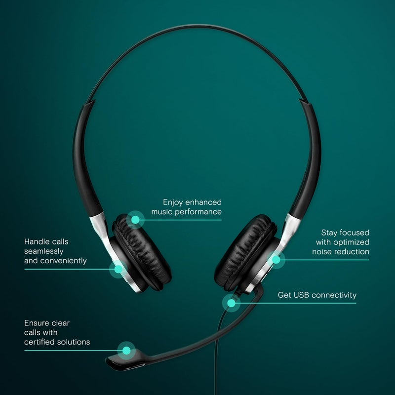EPOS Sennheiser Consumer Audio SC 660 USB ML (504553) - Double-Sided Business Headset | For Skype for Business | with HD Sound, Ultra Noise-Cancelling Microphone, & USB Connector (Black) - Image 2