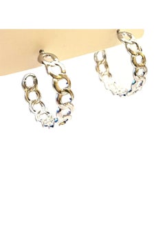 Trio Earrings Silver Chain Hoops  - Image 3
