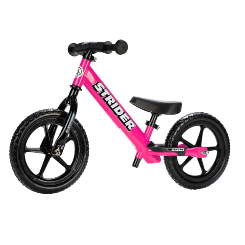 Strider 12 Sport Bike Pink No Pedal Balance Bicycle for Kids 1 to 4 Years Includes Safety Pad Padded Seat Mini Grips FlatFree Tires ToolFree Assembly Adjustments - Image 1