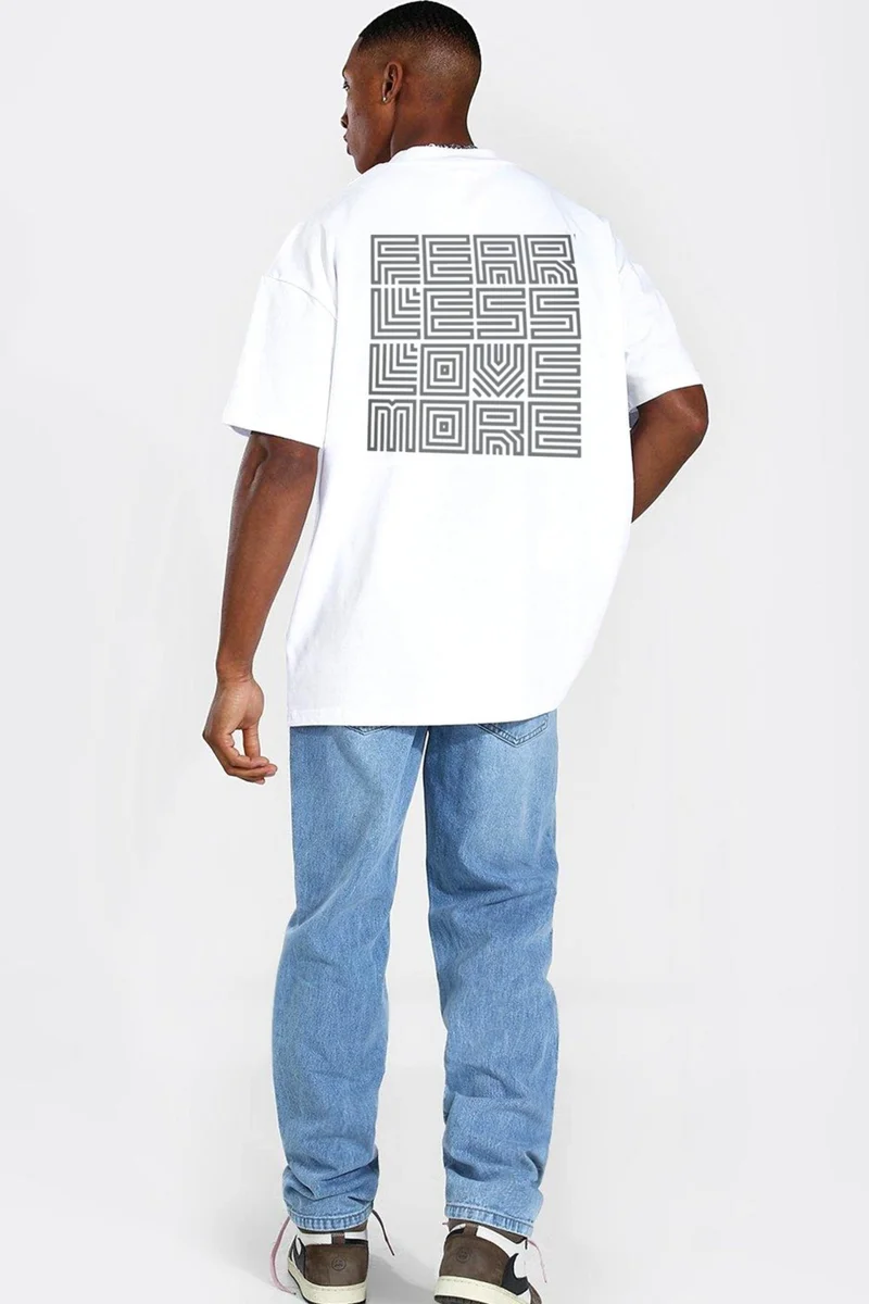 Love in Square White Short Sleeve Front and Back Printed Oversize Men's T-Shirt