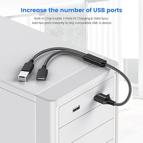 MOGOOD USB y Splitter Adapter Dual USB 2.0 Power Cord Extension Type A Splitter Cable for Charging/Data Transfer/Laptop/Mac/Car - Image 4