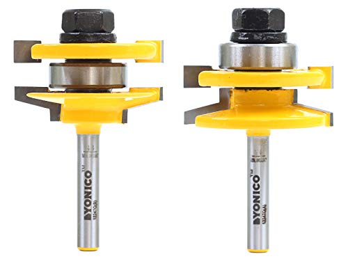 YONICO Cabinet Door Rail and Stile Router Bits Set 2 Bit Bevel 1/4-Inch Shank 12247q - Image 1