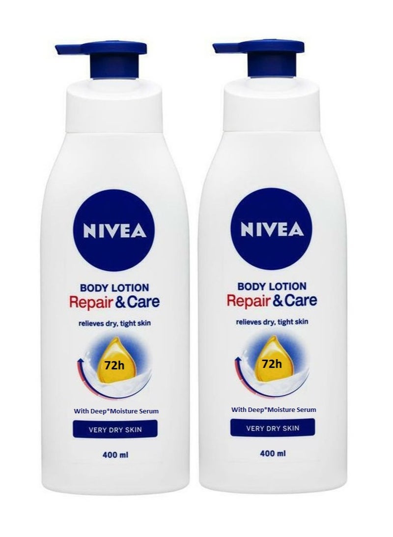 Nivea Repair and Care for Very Dry Skin Body Lotion 400ml pack of 2 - Image 1