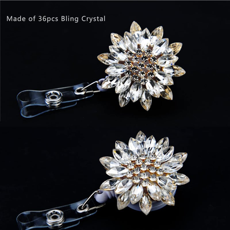 Ascrafter Luxury Retractable Badge Holder, Bling Badge Reel, Sparkling Crystal Name Badge Clip for Women - Image 2