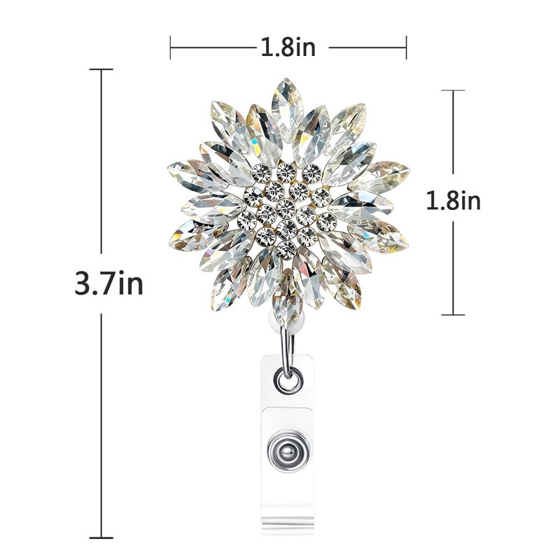 Ascrafter Luxury Retractable Badge Holder, Bling Badge Reel, Sparkling Crystal Name Badge Clip for Women - Image 5