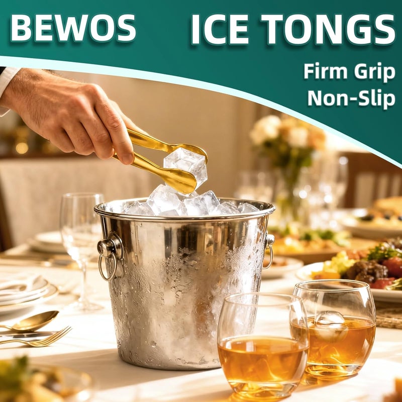 BEWOS 12Pcs Mini Serving Tongs - 4.3 Inch 304 Stainless Steel Ice Tongs, Gold Serving Tongs for Charcuterie Boards Accessories Serving, Coffee Bar, Tea Party, Desserts Banquet and Ice Bucket - Image 5