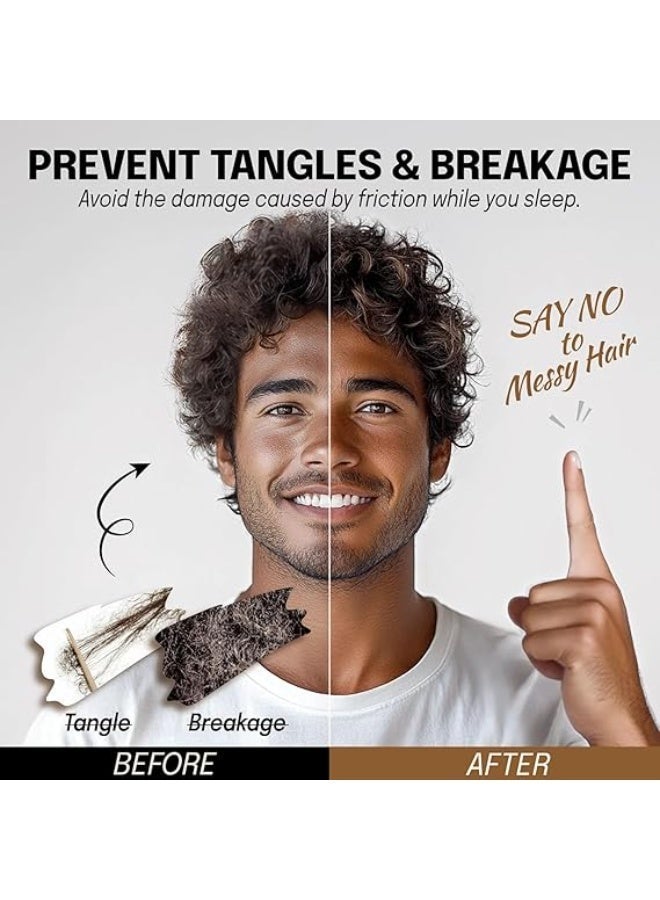 Men's Satin Sleep Bonnet, Small Size for Short Hair, Reversible and Adjustable to Prevent Frizz, Black - Image 3