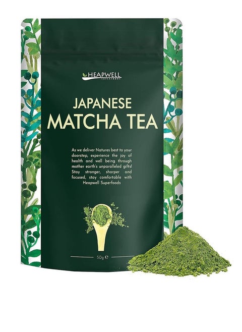 Matcha Heapwell Superfoods Japanese Green Tea Powder 50g (50 Servings), Organic & Pure Matcha Powder with Premium Quality, No Artificial Sweeteners 50 gm