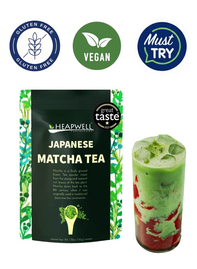 Heapwell Matcha Heapwell Superfoods Japanese Green Matcha Tea Powder 50g (50 Servings), Organic & Pure Matcha Powder with Premium Quality, No Artificial Sweeteners in Matcha Powder 50 gm - Image 1
