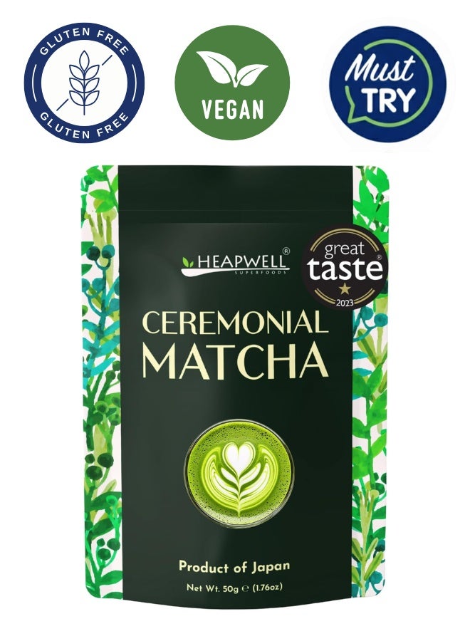 Matcha Heapwell Superfoods Japanese Green Matcha Tea Powder 50g (50 Servings), Organic & Pure Matcha Powder with Premium Quality, No Artificial Sweeteners in Matcha Powder 50 gm