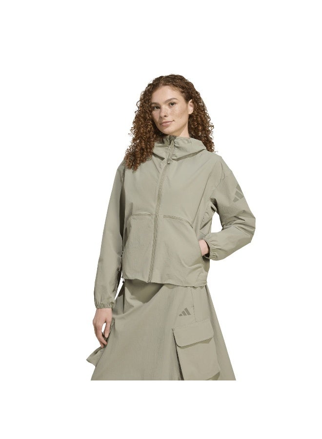 Adidas W Myshelter Wnd Green Windbreaker Jackets For Women - Image 2