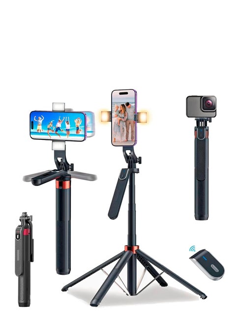 TAFAN™ 180cm Selfie Stick Tripod, All in One Extendable Phone Tripod Stand with 360° Rotation for iPhone and Android Phone Selfies-Vlogging, Live Streaming