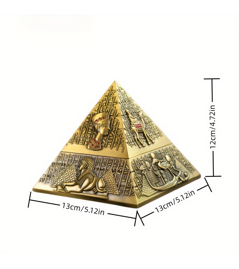 مصنوع من النحاس الأحمر الطراز الأوروبي هرم الفراعنة المصري منضدة للرماد مزخرفة معدنية للاستخدام في النوادي والفنادق وصالات الكاريوكي والمنزل - Image 2