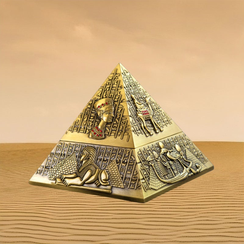 مصنوع من النحاس الأحمر الطراز الأوروبي هرم الفراعنة المصري منضدة للرماد مزخرفة معدنية للاستخدام في النوادي والفنادق وصالات الكاريوكي والمنزل - Image 3