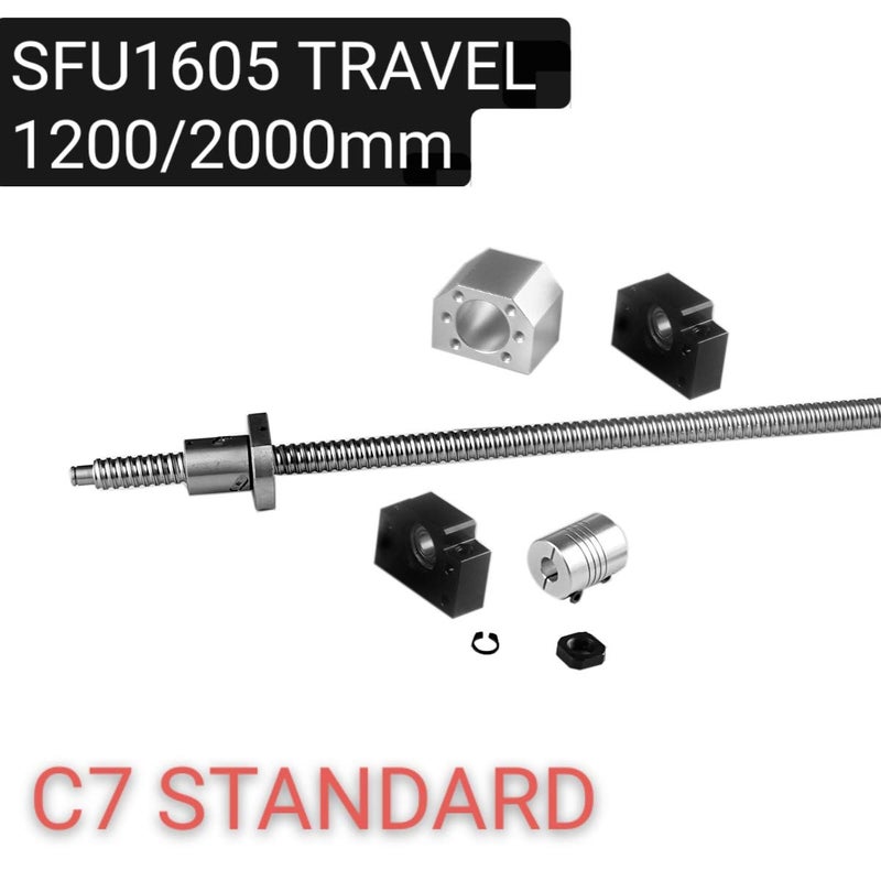 CHUANGNENG Ball Screw 2000mm CNC Parts SFU1605 RM1605 16mm 78.74 inch with Metal Deflector Ball Screw nut BK/BF12 End Supports Ball Nut Housing 1pcs Coupler with end Machining - Image 2