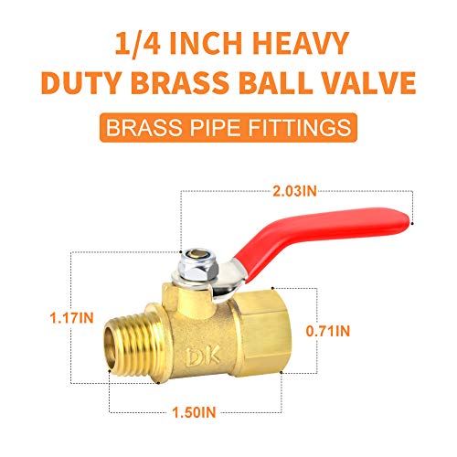 GASHER 6PCS 1/4 Inch Brass Mini Ball Valve Shut Off Switch, 1/4 Inch Male x Female NPT Thread Pipe Fitting - Image 2