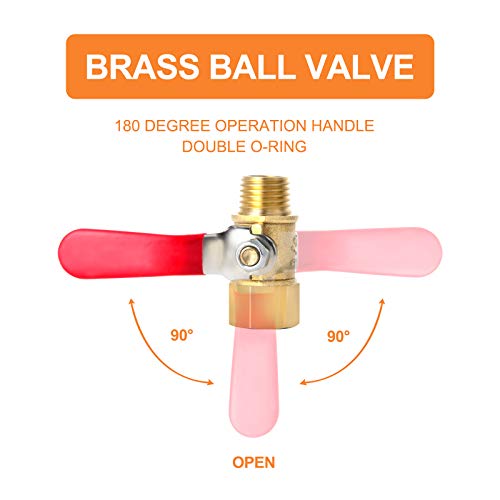 GASHER 6PCS 1/4 Inch Brass Mini Ball Valve Shut Off Switch, 1/4 Inch Male x Female NPT Thread Pipe Fitting - Image 4
