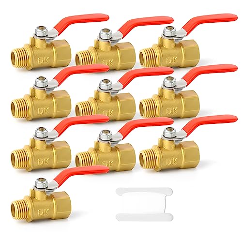 GASHER 6PCS 1/4 Inch Brass Mini Ball Valve Shut Off Switch, 1/4 Inch Male x Female NPT Thread Pipe Fitting - Image 1
