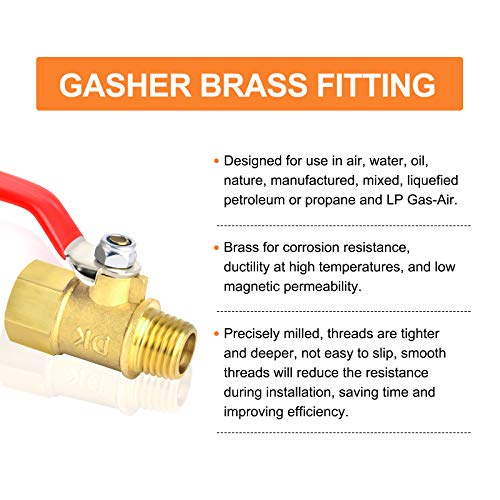 GASHER 6PCS 1/4 Inch Brass Mini Ball Valve Shut Off Switch, 1/4 Inch Male x Female NPT Thread Pipe Fitting - Image 5