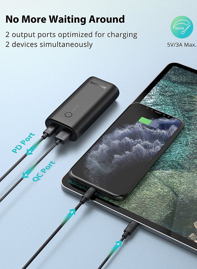 راف باور RP-PB205 10000mAh PD20W+QC شاحن محمول بمنفذين إصدار نحيف - Image 5