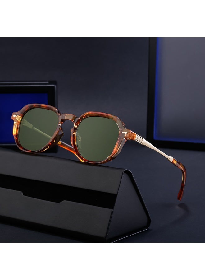 Retro Tortoiseshell Polarized Sunglasses for Women Men, UV400 Protection, Vintage Round Frame, Anti-Glare Driving Shades - Image 2