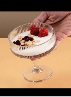 سورس طقم أوعية تقديم أيس كريم من 6 قطع زجاج شفاف  - Image 2