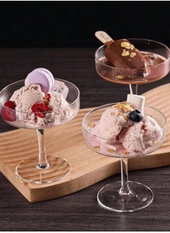 سورس طقم أوعية تقديم أيس كريم من 6 قطع زجاج شفاف  - Image 3