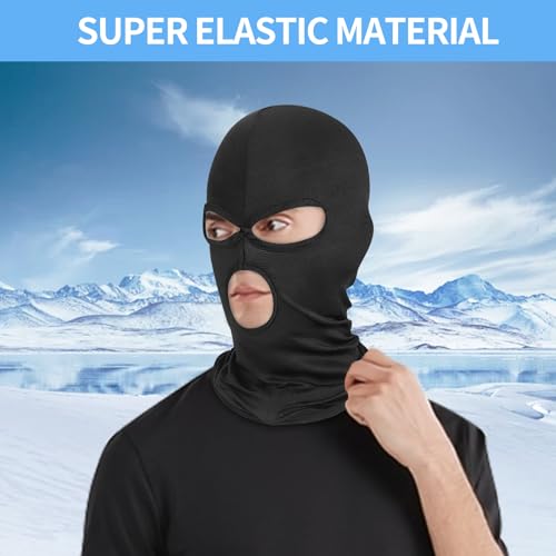 Pukavt 3 Hole Balaclava Ski Mask for Men Women, Thin Full Face Mask for Motorcycle Bike Hunting Cycling Skiing Cap Black - Image 5
