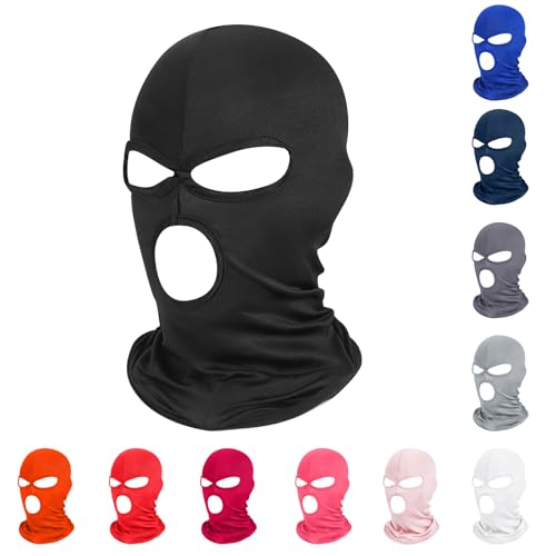Pukavt 3 Hole Balaclava Ski Mask for Men Women, Thin Full Face Mask for Motorcycle Bike Hunting Cycling Skiing Cap Black - Image 1