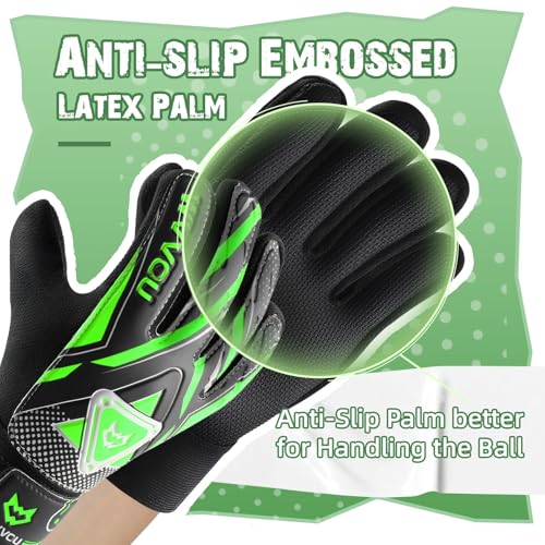 WVVOU Goalkeeper Gloves for Kids Youth, Soccer Goalie Gloves with Double Protection, Anti-Slip Soccer Gloves, Super Grip - Image 5