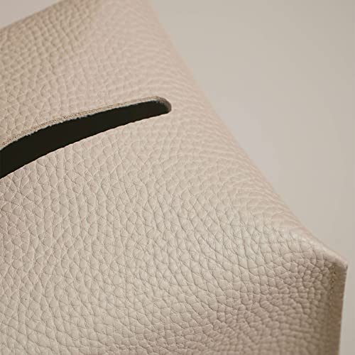 OLETHA Square Tissue Box Cover - Aesthetic Desk Decor for Room, Home & Office - Tissues Cube Boxes Holder - Light Taupe - Image 3