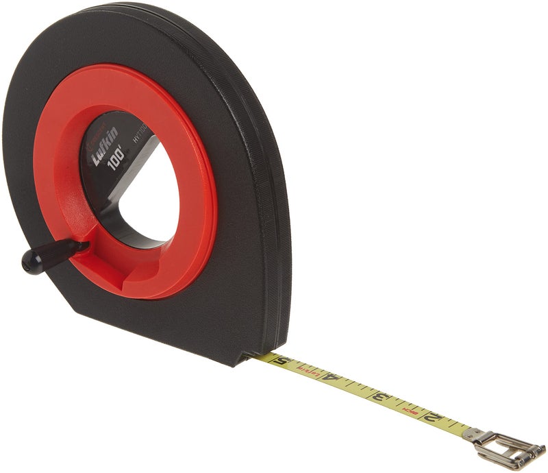 Lufkin Crescent Lufkin 3/8" x 100' Hi-VizÂ® Orange SpeedwinderÂ® Yellow Clad Long Steel Tape Measure - HYT100 - Image 1