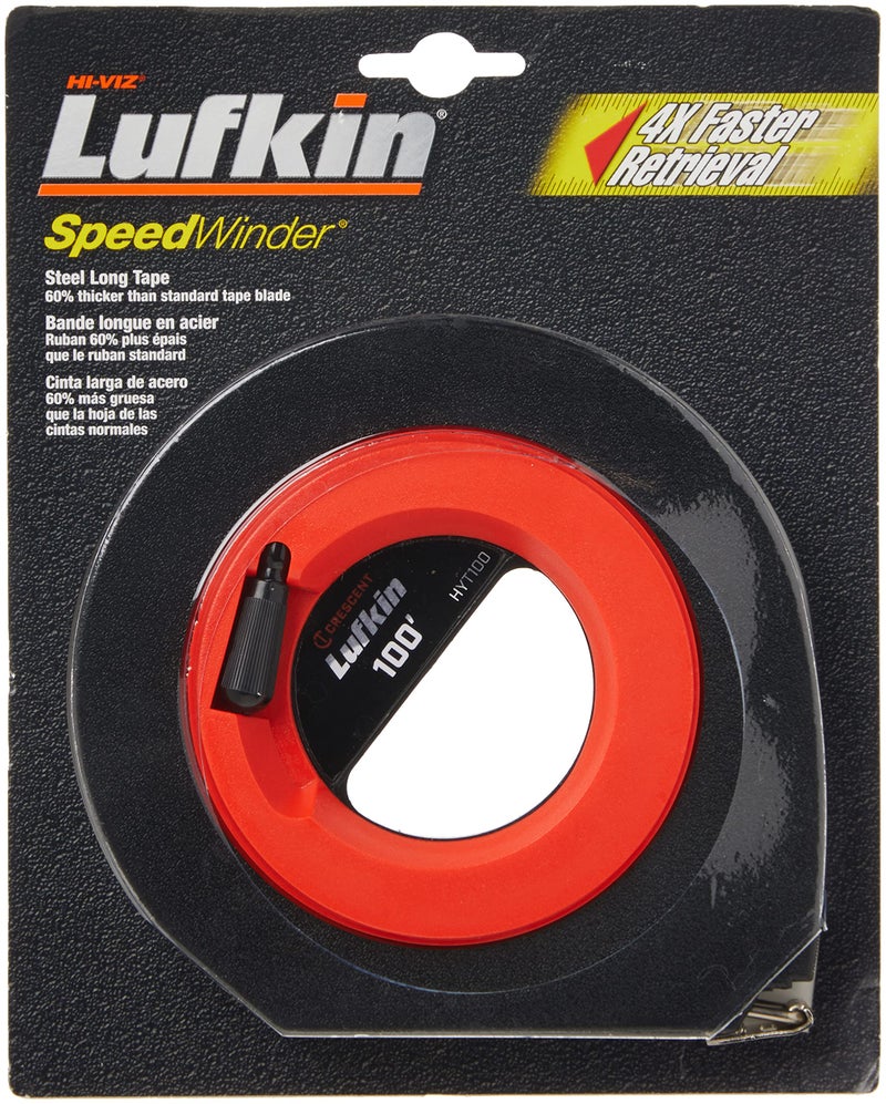 Lufkin Crescent Lufkin 3/8" x 100' Hi-VizÂ® Orange SpeedwinderÂ® Yellow Clad Long Steel Tape Measure - HYT100 - Image 2
