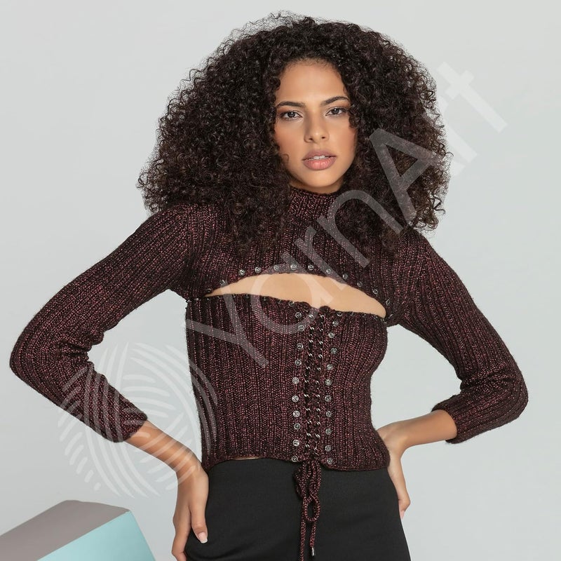 YarnArt 1 Ball YarnArt Melody Chainette Yarn Shiny Metallic Sheen Yarn for Knitting Crochet Embroidery 100 Grams 35 oz 230 Meters 251 Yards 70 Polyamide 21 Acrylic 9 Wool Blend Purple  889 - Image 4